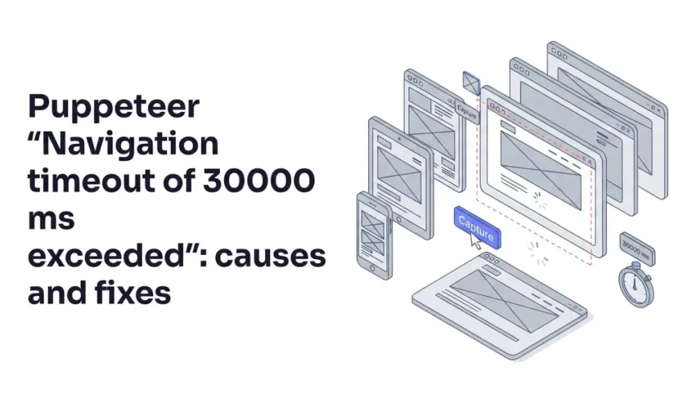 Puppeteer "Navigation timeout of 30000 ms exceeded": causes and fixes